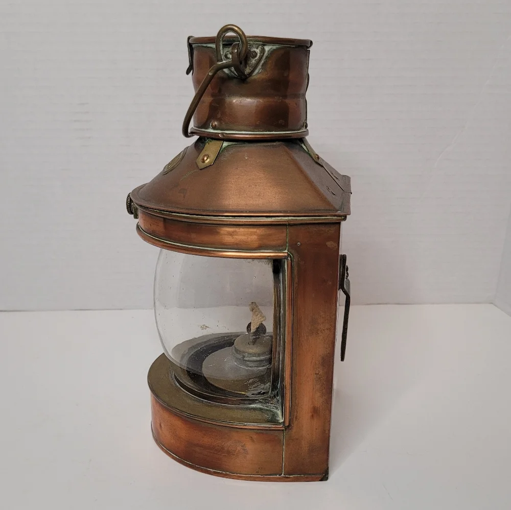 Copper Brass Tung Woo Masthead Nautical Oil Lantern Reflector Bubble Glass Lamp